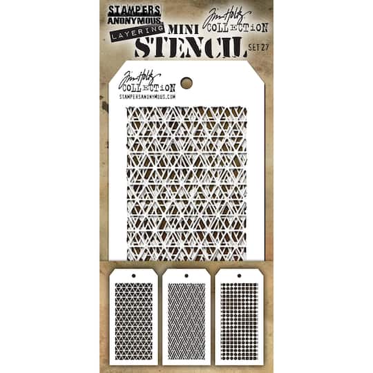 Stampers Anonymous Tim Holtz&#xAE; Mini #27 Layering Stencil Set